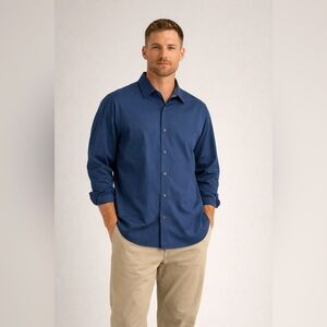 UNTUCKit Fit by DXL Shirt 4XL Navy Button Up Wrinkle Free Mens